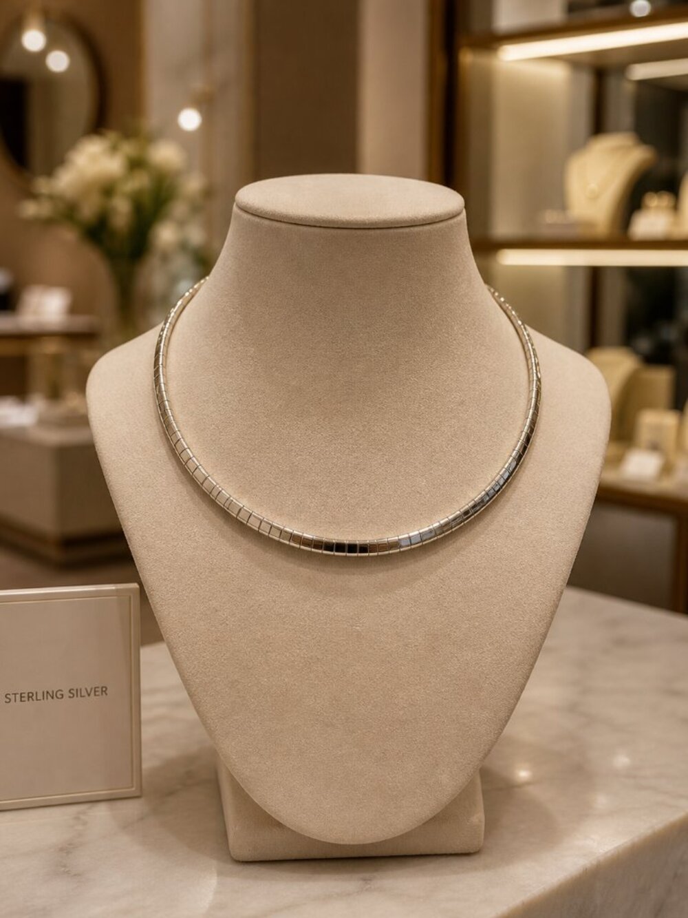 Vintage-Style Italian Stainless Steel Omega Necklace